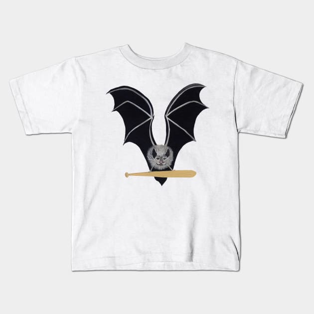 Bat with bat Kids T-Shirt by argiropulo